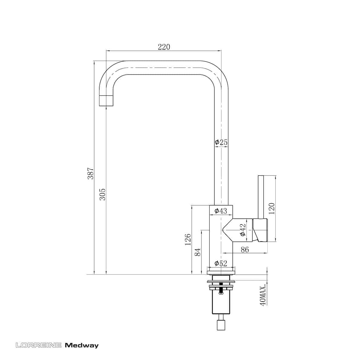 Lorreine Kraan Medway Afmetingen