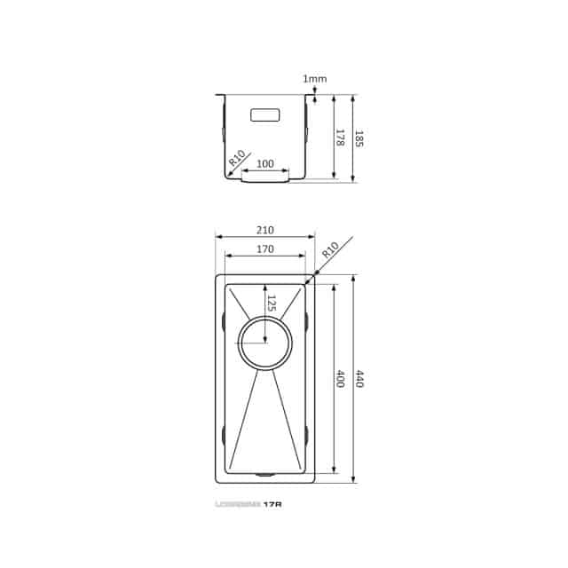 Lorreine Spoelbak 17r Afmetingen