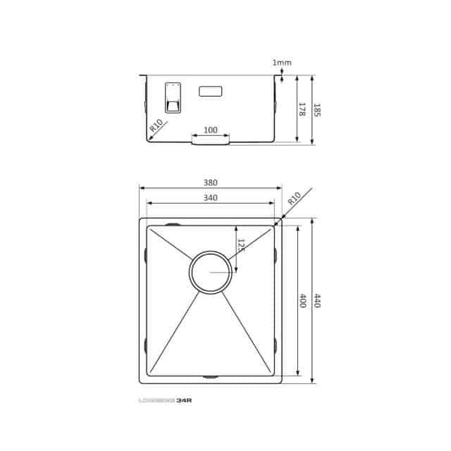 Lorreine Spoelbak 34r Afmetingen