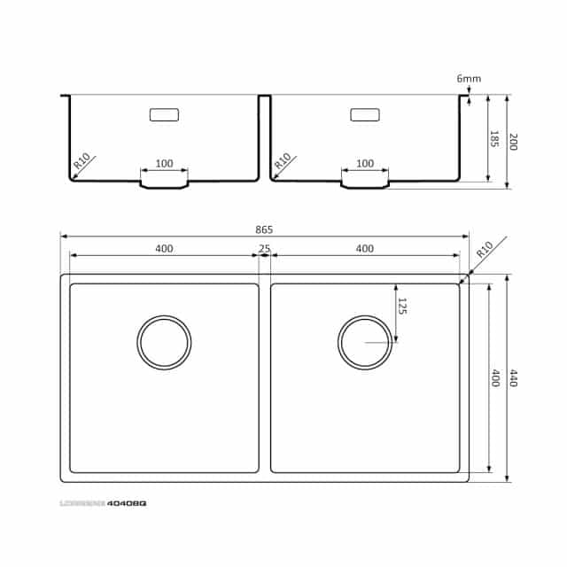 Lorreine Spoelbak 4040bqfu Afmetingen