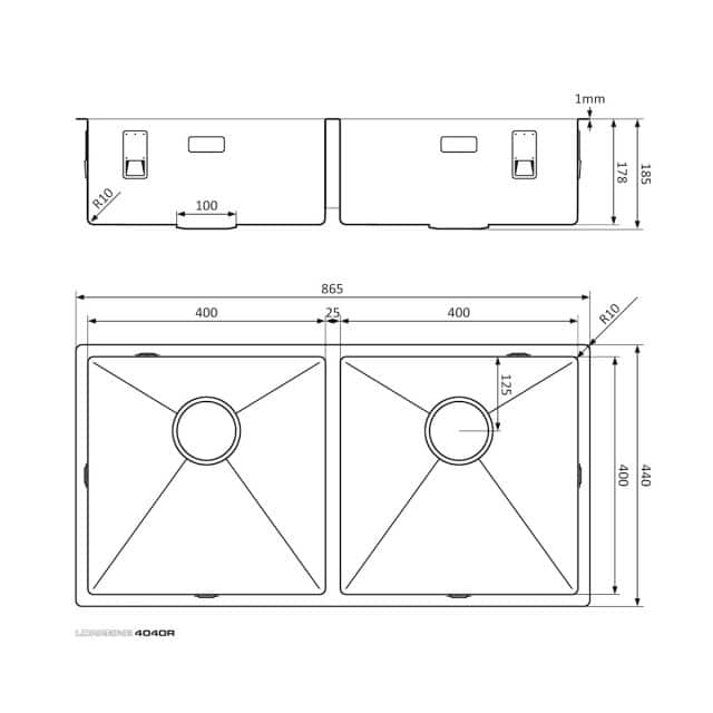 Lorreine Spoelbak 4040r Afmetingen