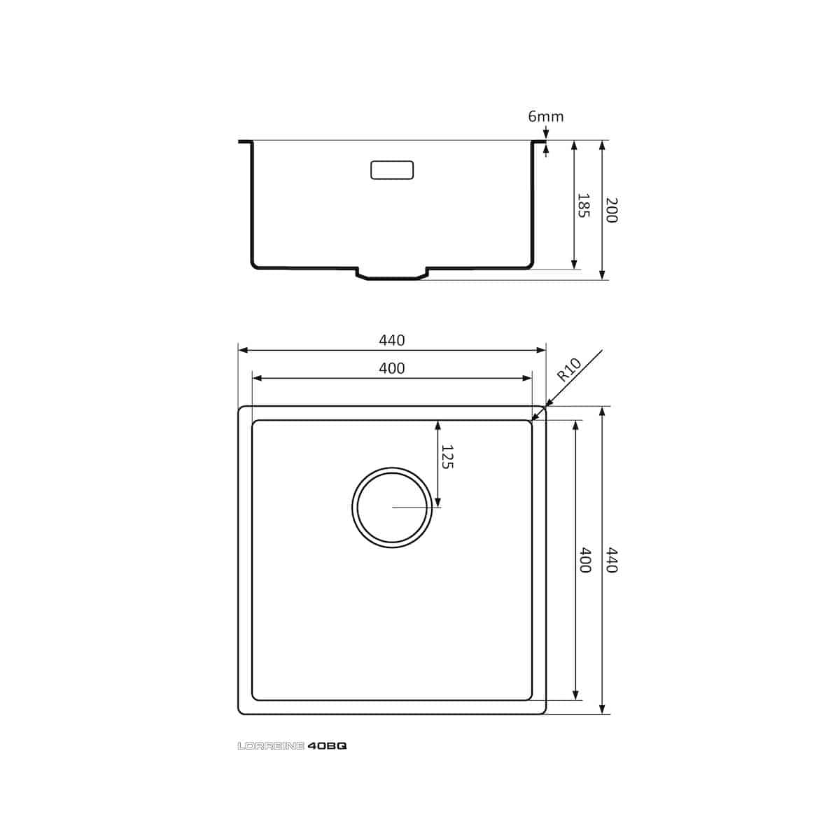 Lorreine Spoelbak 40bqfu Afmetingen