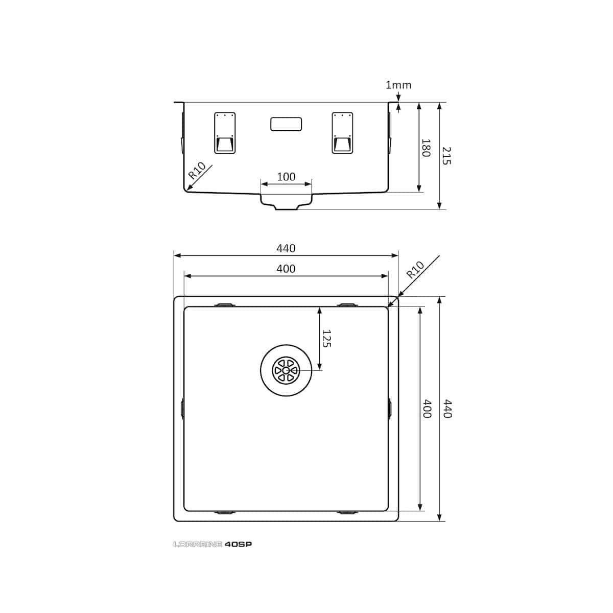 Lorreine Spoelbak 40sp Afmetingen