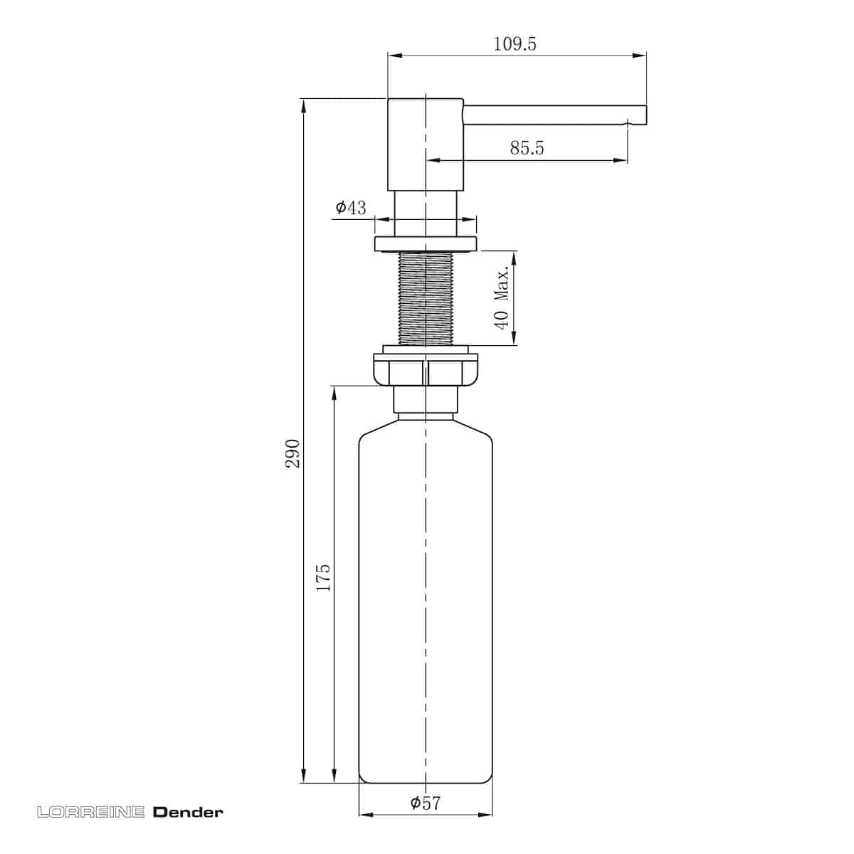 Lorreine Zeepdispenser Dender Afmetingen