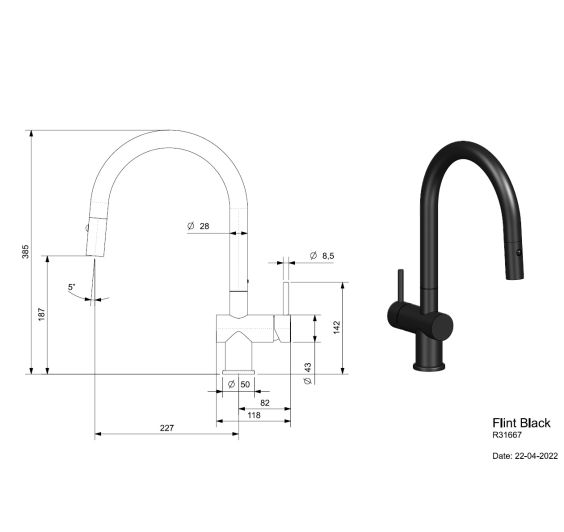 Reginox Flint Black Afmetingen