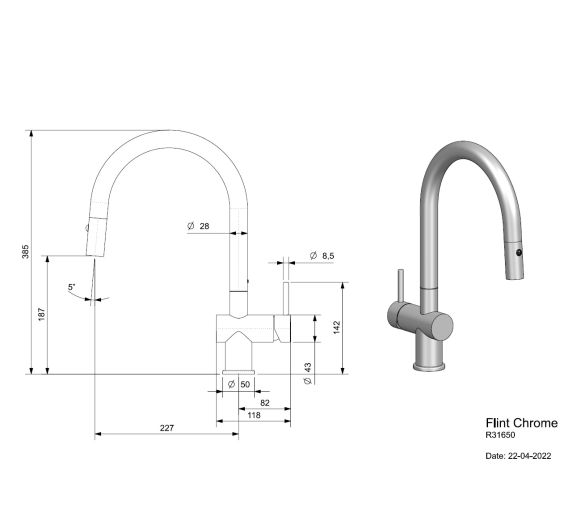 Reginox Flint Chroom Afmetingen