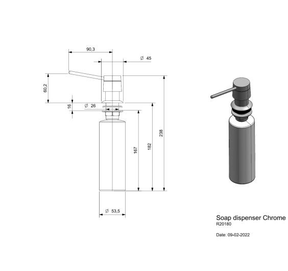 Reginox Zeepdispenser Chroom Afmetingen