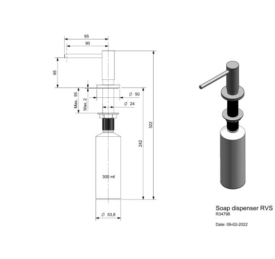 Reginox Zeepdispenser Rvs Afmetingen