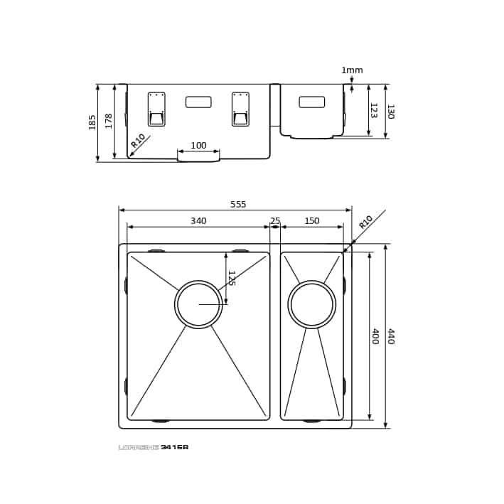 Lorreine Spoelbak 3415r Afmetingen